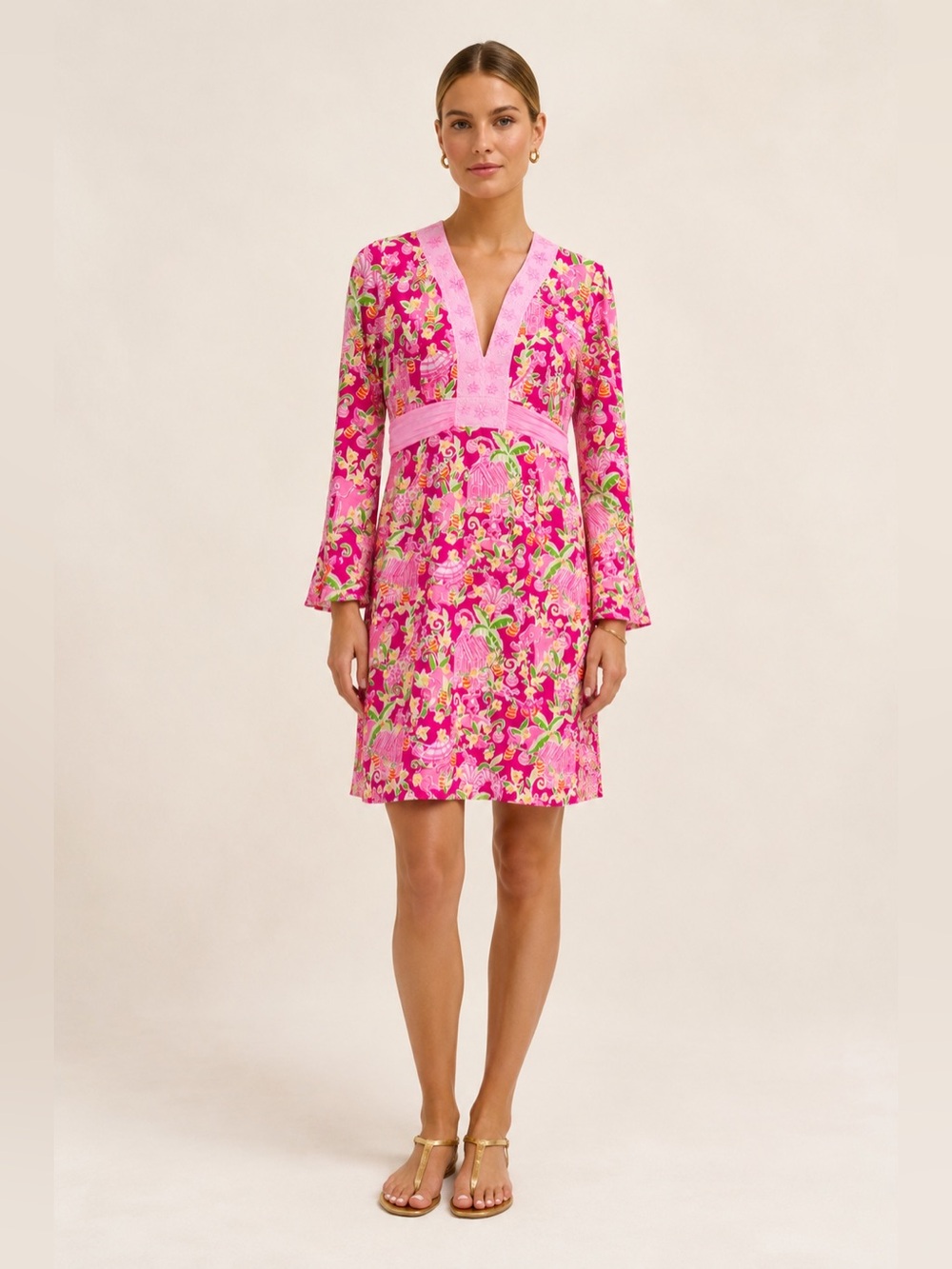 Vintage Y2K Lilly Pulitzer White Label Pink Jungle Animal Print Dress M